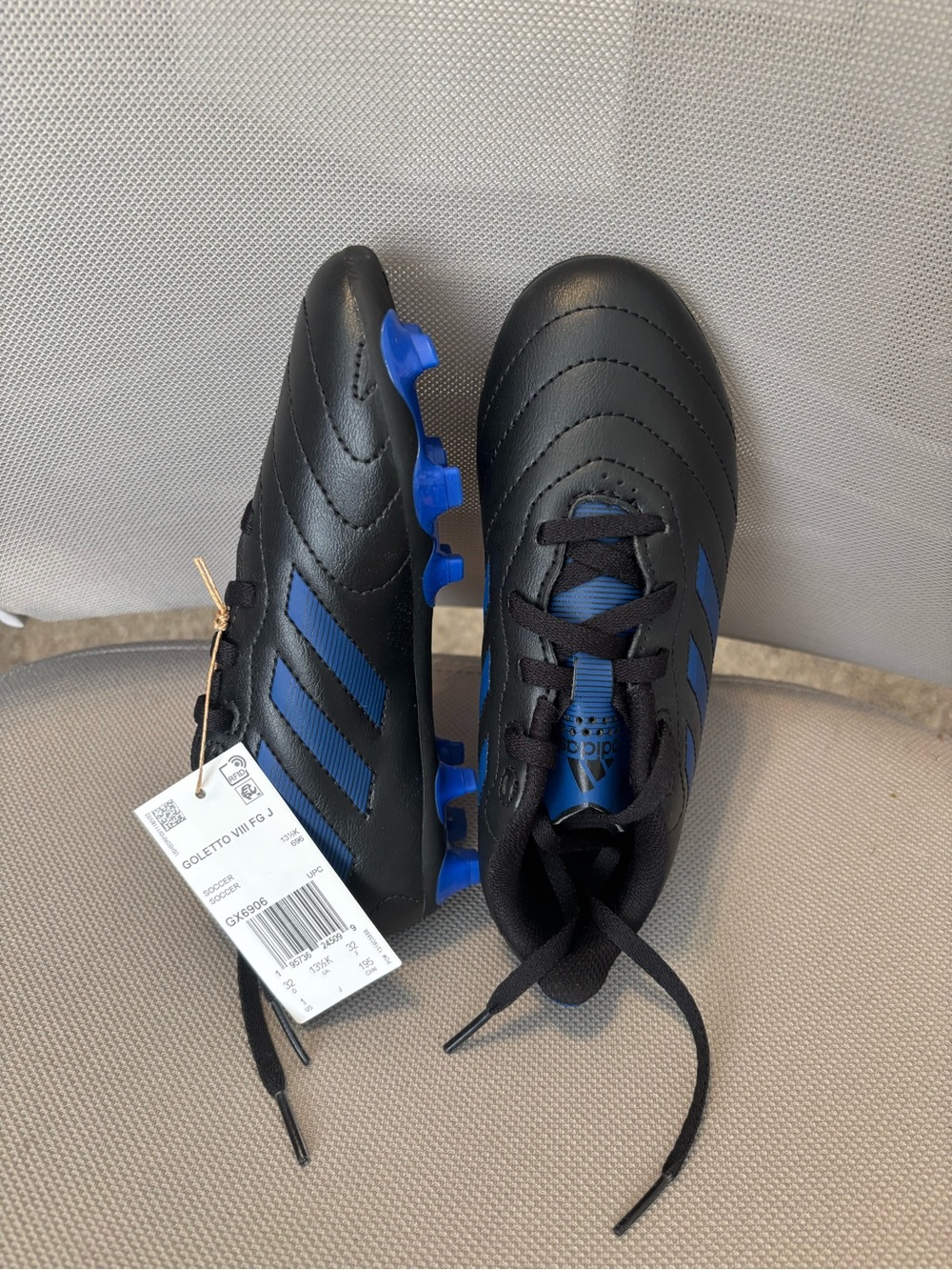 adidas Kids Black and Blue Soccer Cleats